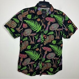Cactus Man Ricky Singh casual button down shirt fern mushrooms snails size small